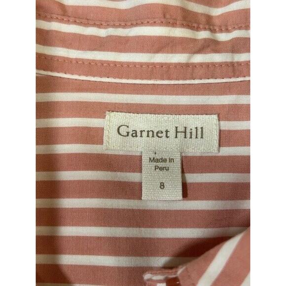 Garnet Hill Womens Button Up Shirt Stripe Long Sleeve Collared Pink White Size 8 - Picture 3 of 8